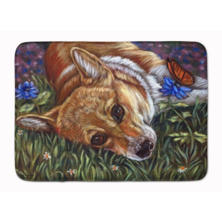 Carolines Treasures Corgi Pastel Butterfly Machine Washable Memory Foam Mat 7325RUG